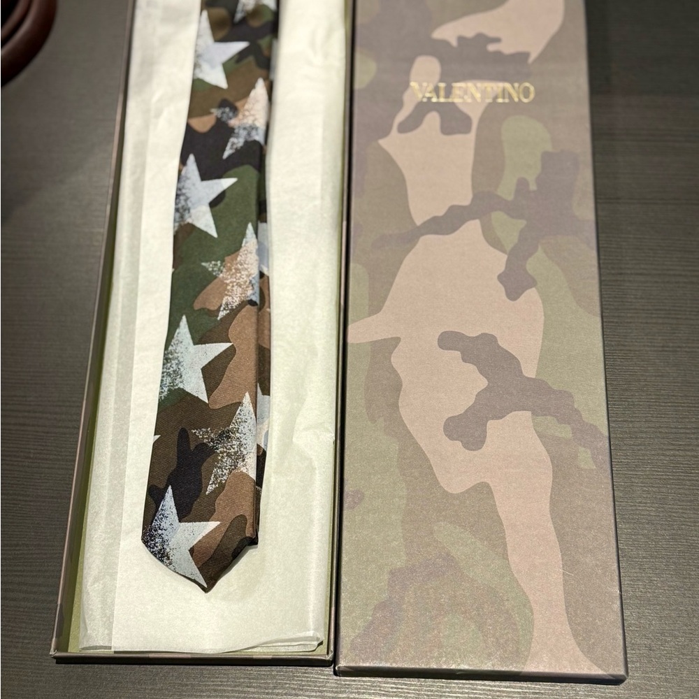 Valentino Green and Brown Star Pattern Tie